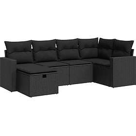 vidaXL Loungegrupp 6 Delar Svart Konstrotting 3325381