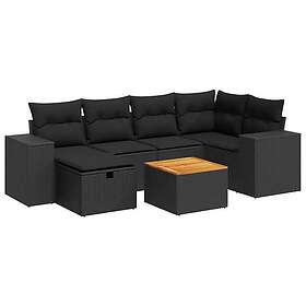 vidaXL Ensemble de Salon avec Coussins 7 Pièces Polywood Noir 3325870
