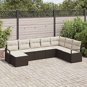 vidaXL Sofa Set 8 Pieces with Cushions Brown Faux Rattan 3346498