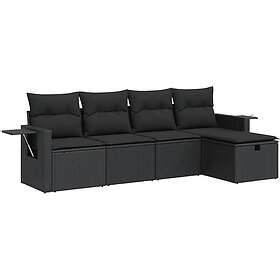 vidaXL Ensemble Salon avec Coussins 5 Pièces Noir Rotin 3325461