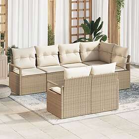 vidaXL Lounge Set 7 Delar Beige Fauxrotting 3346421