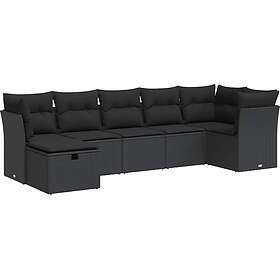 vidaXL Ensemble de Salon 7 Pièces avec Coussins Noir Rotin 3325301