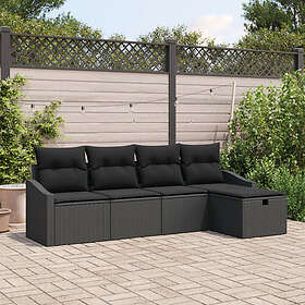 vidaXL Lounge Set med Dynor 5 Delar Svart Faux Rattan 3359262
