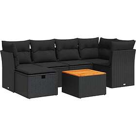 vidaXL Ensemble Salon avec Coussins 7 Pièces Polywood Noir 3325758