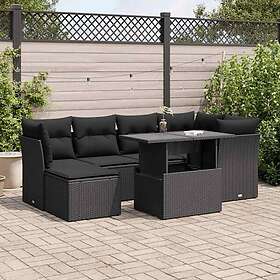 vidaXL Lounge Set med Dynor 7 Delar Polywood Svart 3326186