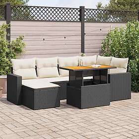 vidaXL Lounge Set med Dynor Svart 7 Delar 3327059