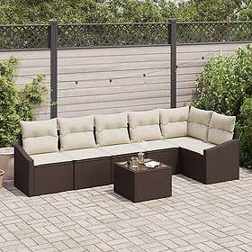 vidaXL Sofa Set 7 Pieces with Cushions Brown Faux Rattan 3346748
