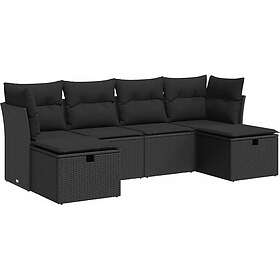 vidaXL Ensemble Salon avec Coussins 6 Pièces Polywood Noir 3325321