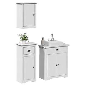 vidaXL BODO Bathroom Furniture Set 3 Pieces White Solid Wood 3307647