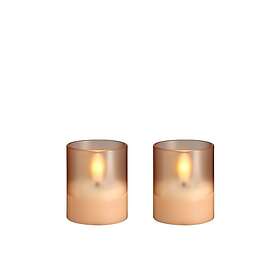 Moods & More Moods & Moore 5708311314940 LED Glass Candle Hurricane 2-pack