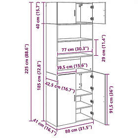 vidaXL 3402820 Armoire de Rangement 80x42.5x225cm