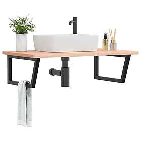 vidaXL Basin Étagère Murale Acier et Bois Massif Hêtre Wall Shelf
