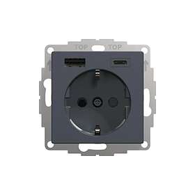 Schneider Electric Vägguttag med USB 1-vägs Jordad 03606489905842