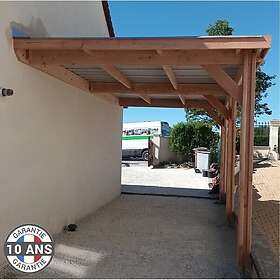 CPBF Carport adossé toit plat 300x650cm