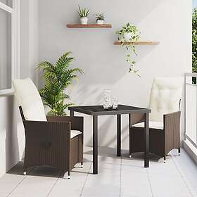 vidaXL Garden Furniture Set 3 Pieces with Cushions Brown Rattan 3379541