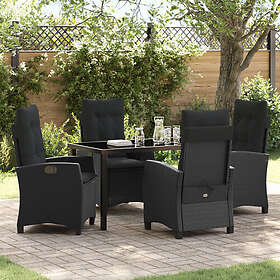 vidaXL Ensemble de Salon 5 Pièces avec Coussins Noir Rotin Synthétique 3508422