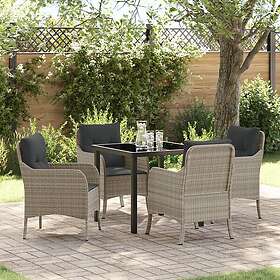 vidaXL Ensemble de Salon avec Coussins Ljusgrå 3508346 Rotin 5 Pièces