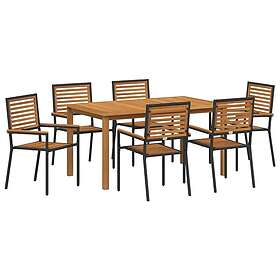 vidaXL Garden Furniture Set 7 Pieces Black Solid Acacia Wood 3365520