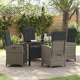 vidaXL Lounge Set 5 Pieces with Cushions Grey Rattan 3380325