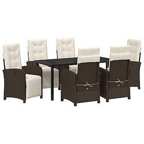 vidaXL Loungesett med Puter Brun 3526836 7 Deler Rattan