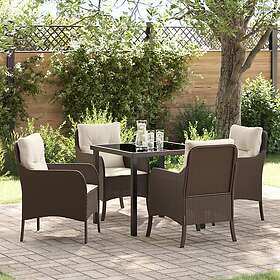 vidaXL Loungesett med Puter Brun 3508324 5 Deler Rattan