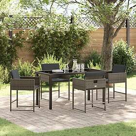 vidaXL Lounge Set 5 Pieces with Cushions Grey Rattan 3380013