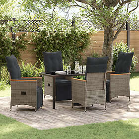 vidaXL Lounge Set 5 Pieces with Cushions Grey Rattan 3379627