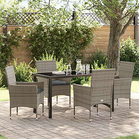 vidaXL Garden Furniture Set with Cushions Grey Rattan 5 Pieces 3379788