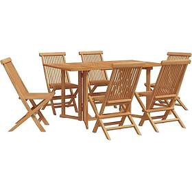 vidaXL Trädgårdsmöbelset 7 Pieces Brown Massivt Teak Wood 3514935