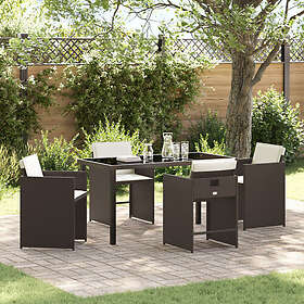 vidaXL Garden Furniture Set with Cushions 5 Pieces Brown Wicker 3508210