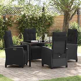 vidaXL Loungesett 5 Deler med Puter Svart Kunstrotting 3380423