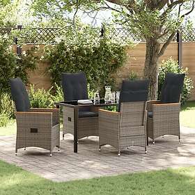 vidaXL Lounge Set 5 Pieces with Cushions Grey Rattan 3379620