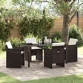 vidaXL Hagemøbelsett med Pute Brun Rattan 5 Pieces 3508190