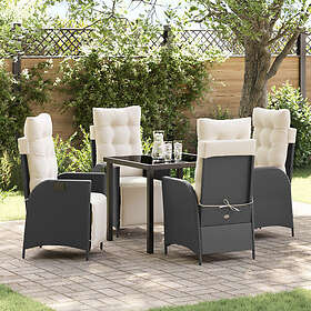 vidaXL Hagemøbelsett med Puter 5 Pieces Svart Syntetisk Rattan 3509642