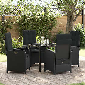 vidaXL Loungesett med Pute Svart Rattan 5 Pieces 3508389