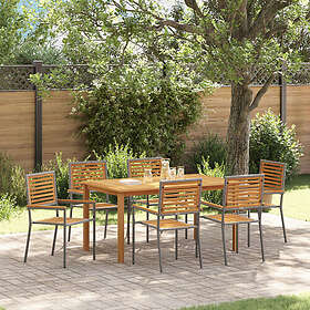 vidaXL Garden Furniture Set James Grey Solid Acacia Wood 7 Pieces 3526453