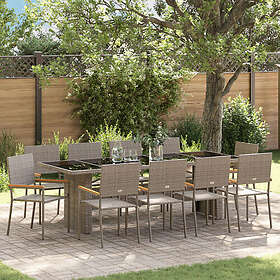 vidaXL Garden Furniture Set 11 Pieces Grey Synthetic Rattan 3497253