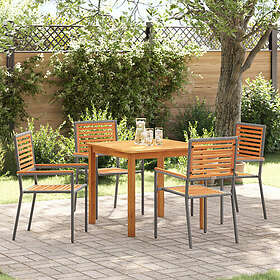 vidaXL Garden Furniture Set 5 Pieces with Cushions Grey Acacia Wood 3365515