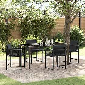 vidaXL Lounge Set 5 Pieces Black Rattan 3504610
