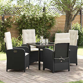 vidaXL Lounge Set 5 Pieces with Cushions Black Rattan 3508384