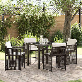 vidaXL Lounge Set 3508537 with Cushions Brown Rattan 5 Pieces