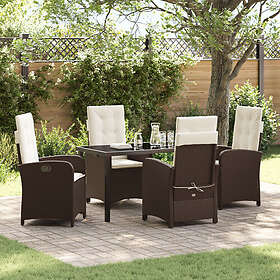 vidaXL Lounge Set 5 Pieces with Cushions Brown Rattan 3526813