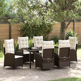 vidaXL Loungeset 7 Delar med Dynor Brun Konstrotting 3380495