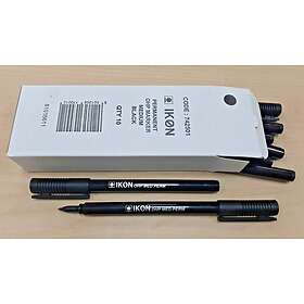 Ikon OHP Pen Permanent Medium (Black) 10-pack