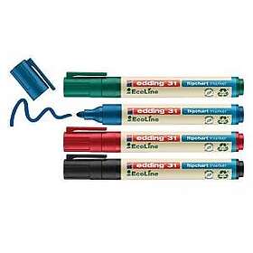 Edding 31 EcoLine Flipchart Marker 1.5-3mm (Black Blue) 4-pack