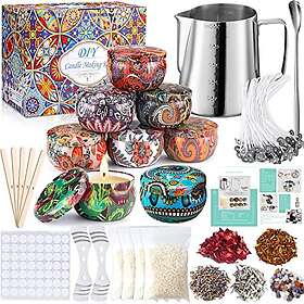 MUOIVG Kit de Fabrication de Bougies 50 Mèches 1 Pot 8 Boîtes 56 Autocollants 2 