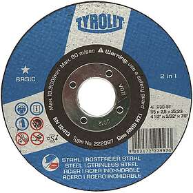 Tyrolit Basic 41C Slibeskive 115x2.5x22mm Inox/Stål 222997