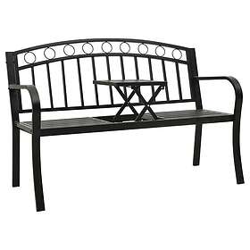 vidaXL Trädgårdsbänk med Bord Svart 120 cm Stål 319584