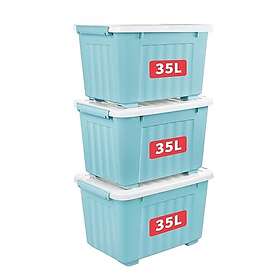 Cetomo 35L Förvaringslåda med Lock Plastic Stapelbar 3-pack