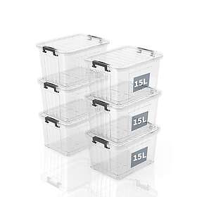 SpaceXpert Storage Box with Lid Plastic 15L 6-pack